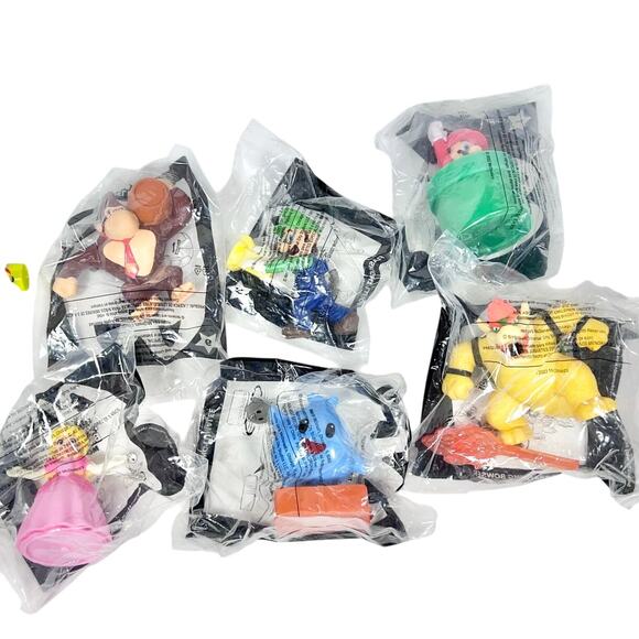 Super Mario McDonalds Happy Meal Toy Lot 6 Bowser Mario Luigi Peach Lumalee Kong - Picture 1 of 3